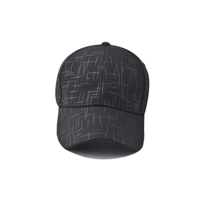 Minimalist black baseball cap with grey geometric grid pattern for men and women