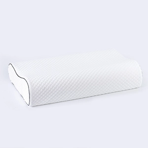 Ergonomic memory foam neck pillow with white honeycomb texture and black piping detail