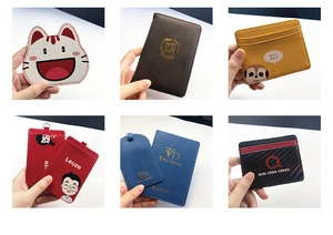 Collage de fundas para pasaporte de cuero PU en varios colores con estampado dorado