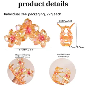 Gradient floral hair claw clip in matte finish with measurements of 11cm by 6.5cm