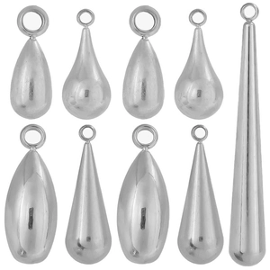 Set of 9 polished stainless steel teardrop pendants for DIY jewelry necklace making
