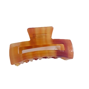 Rectangle amber tortoiseshell hair claw clip made of acetate resin for hair styling