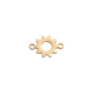 Polished rose gold sunflower stainless steel jewelry connector with dual link rings