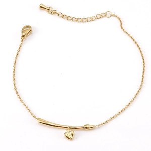 Bracelet pendentif cœur en acier inoxydable plaqué or 18K avec chaîne à maillons réglable