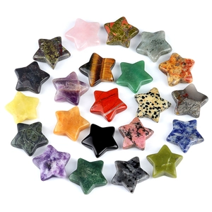 Polished natural crystal and agate star-shaped stones in assorted mixed materials