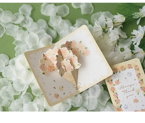 Detailed 3D pop-up flower bouquet card with Always Thank You text on soft petal background