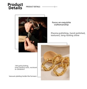 Detail view of 18K gold-plated interlocking hoops showing high-end vacuum plating finish