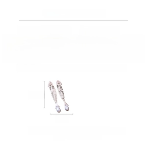 Detail showing fishbone drop earrings with pearls, weight 19.6g and size 10.6x1.6cm