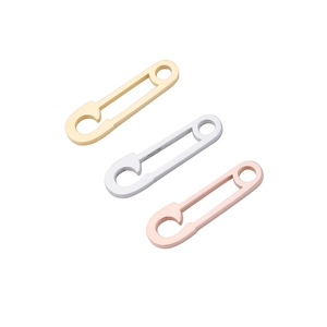Minimalist titanium steel safety pin pendants in gold, silver, and rose gold finishes