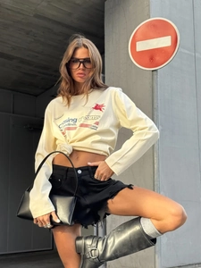 Γυναικείο Μακρυμάνικο Μπλουζάκι Από Καθαρό Βαμβάκι Στρογγυλή Λαιμόκοψη Χαλαρή Εφαρμογή Streetwear Γραφικό Σχέδιο Top