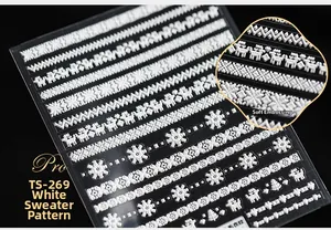 Dettaglio degli adesivi per unghie 5D a rilievo motivo maglione bianco TS-269