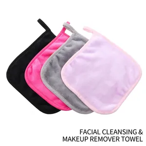 Makeup Remover Towels Reusable Microfiber Soft Facial Cleansing Cloths With Hanging Loop Daily Skin Care Multicolor