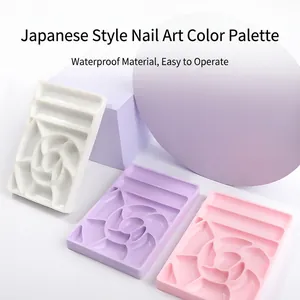 Nail Art Mixing Palette Plastic Multi Grid Japanese Style For Gel Polish Watercolor Manicure Tool