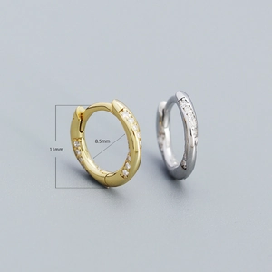 Sparkling S925 sterling silver hoop earrings with clear cubic zirconia in gold and silver