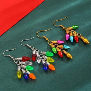 Boucles d'oreilles boules de Noël colorées avec crochets dorés et argentés pour fêtes