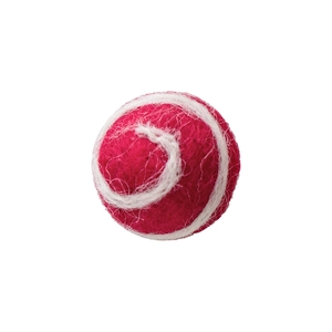 Handmade 3cm rose red wool felt ball Christmas ornament with white swirl detail