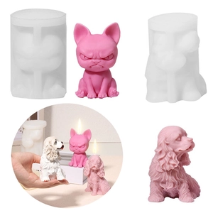 3D Hond Siliconen Vorm Dier Franse Bulldog Cocker Spaniel Vorm Voor Kaarsen Maken DIY Gips Zeep Hars Knutselen Decoratie