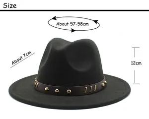 Tabella taglie con circonferenza e tesa per questo cappello fedora in feltro