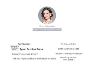 Detailed size chart and model measurements for this elegant floral high waist midi dress