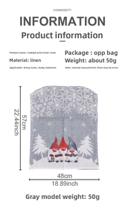 Size chart for Rudolph print linen chair cover showing 57cm height and 48cm width