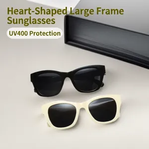 Women Fashion Oversized Square Sunglasses Heart Decoration UV400 Protection PC Frame Trendy Streetwear Sunglasses For Women