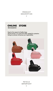 Litchi pattern leather fanny pack shown in five stylish colors with wide shoulder straps