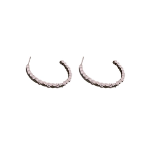 Boucles d'oreilles créoles en C argentées minimalistes avec zircons étincelants