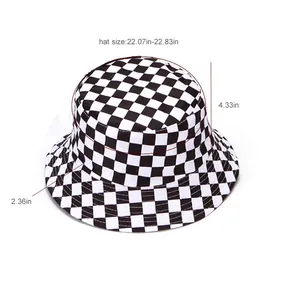 Size guide for bucket hat showing 22in circumference, 4.33in depth and 2.36in brim width