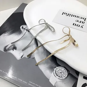 Alloy Bowknot Hair Clip With Long Snake Bone Chain Tassels Ponytail Holder For Women Girls Elegant Accessory