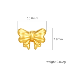 Boucles d'oreilles nœud en acier doré 18K avec dimensions de taille et poids