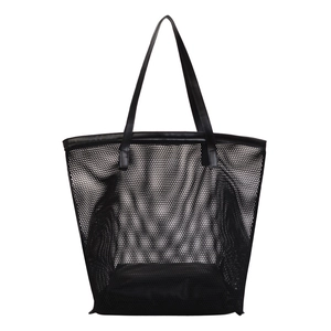 Women Mesh Tote Bag And Clutch Hollow Nylon PVC Breathable Large Capacity Summer Beach Shoulder Handbag Simple Style