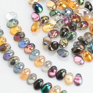Crescent Moon Shaped Glass Crystal Beads With Horizontal Hole For DIY Necklace Earring Making Electroplated Findings