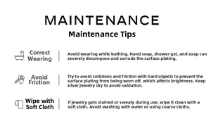Guide for jewelry maintenance showing cleaning tips and care for gold heart bracelets