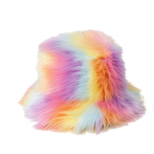 Bob en fausse fourrure arc-en-ciel avec texture douce pour la chaleur hivernale et mode