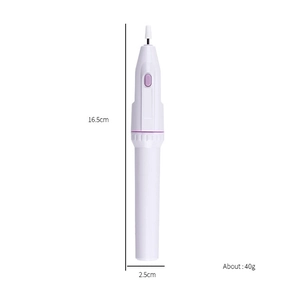 Dettagli dimensionali della mini fresa per unghie con 16,5 cm di lunghezza e 2,5 cm di larghezza