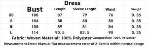 Guide des tailles détaillé pour robe mini en polyester avec mesures de poitrine