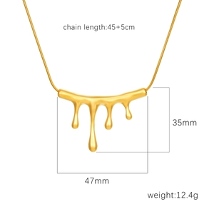 Lava droplet gold necklace made of 18k plated stainless steel with 45cm chain