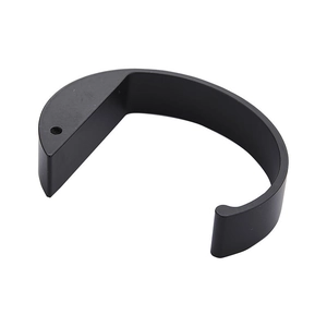 Portable matte black desk side hook for bags with minimalist semi-circular metal design