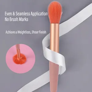 8-piece mini macaron makeup brush set with soft orange bristles and pink handle