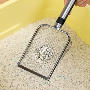 Cat Litter Scoop 403 Stainless Steel Fine Mesh Sifter Shovel With Non Slip Handle Ergonomic Long Grip For Pet Cleaning