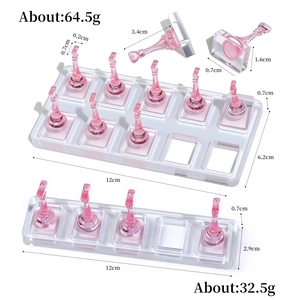 Pink crystal acrylic nail display stand with transparent base for manicure training