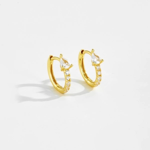 Minimalist S925 silver gold drop earrings with teardrop and round cubic zirconia stones