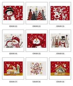 Détail de 9 modèles de sets de table de Noël en lin avec motifs élan et bonhomme de neige