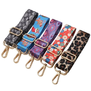 Adjustable Bag Shoulder Strap Wide Polyester Webbing Crossbody Belt With Metal Hook Leopard Snake Christmas Floral Prints