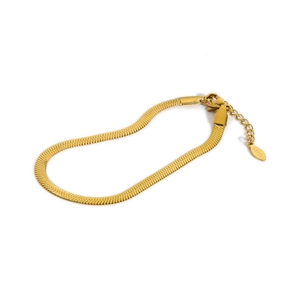 Minimalist 18k gold plated stainless steel snake chain anklet with lobster clasp closure
