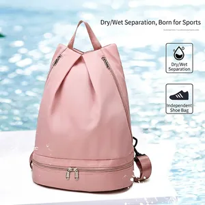 Women Oxford Sports Backpack Waterproof Dry-Wet Separation Bottom Shoe Compartment Fitness Swimming Travel Bag Large Capacity