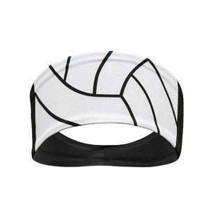 Détail d'un bandeau de sport blanc élastique avec motif de texture de volley-ball noir