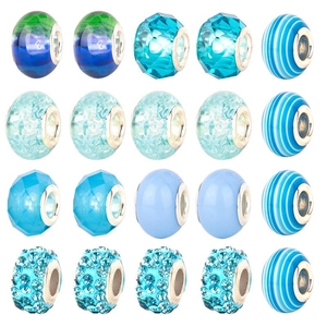DIY blue ocean themed charm bead set with crystal and rhinestone glass spacers for bracelets