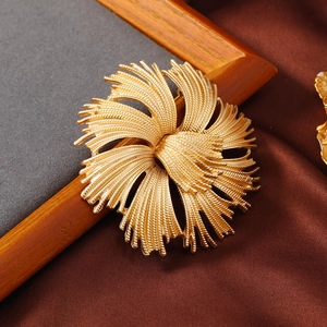 French vintage matte gold flower brooch with elegant tassel details for suits
