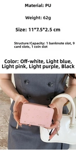 Compact pink PU leather wallet for women with cute cat embossing and multiple card slots